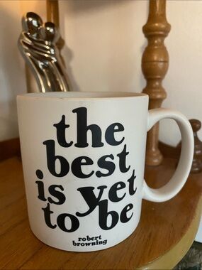 White Ceramic Mug with Black Quote Print - Home Dining